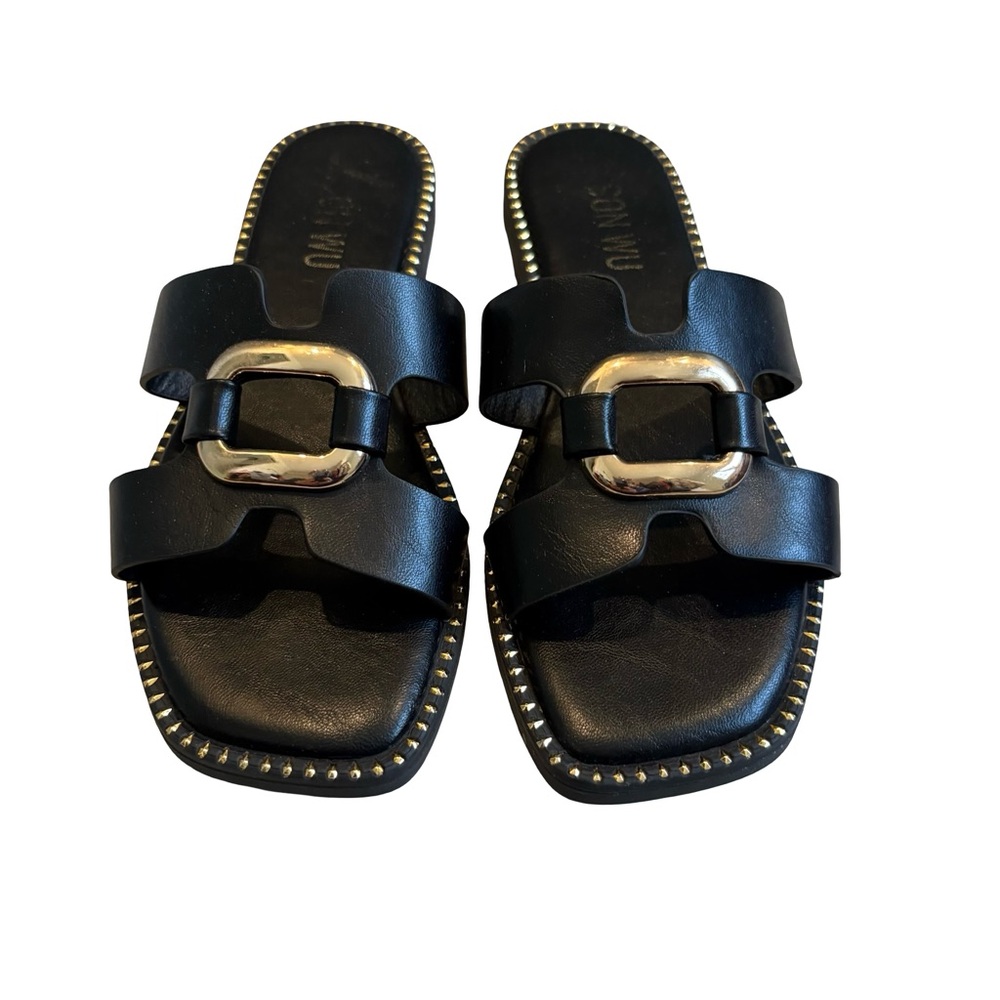 Jason Wu Black Danis Slide Sandals, Sz 7.5 - Picture 3 of 11